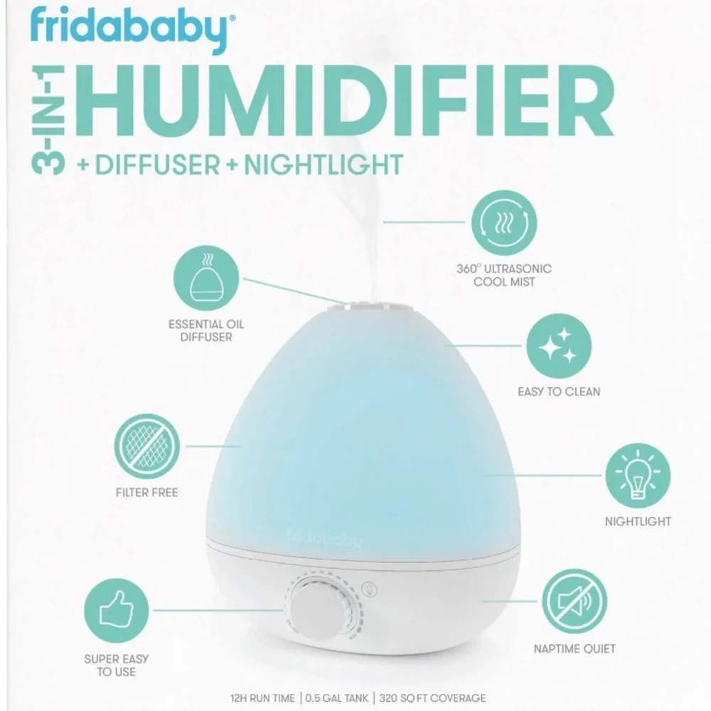 Fridababy 3-in-1 Humidifier with Diffuser and Nightlight - White